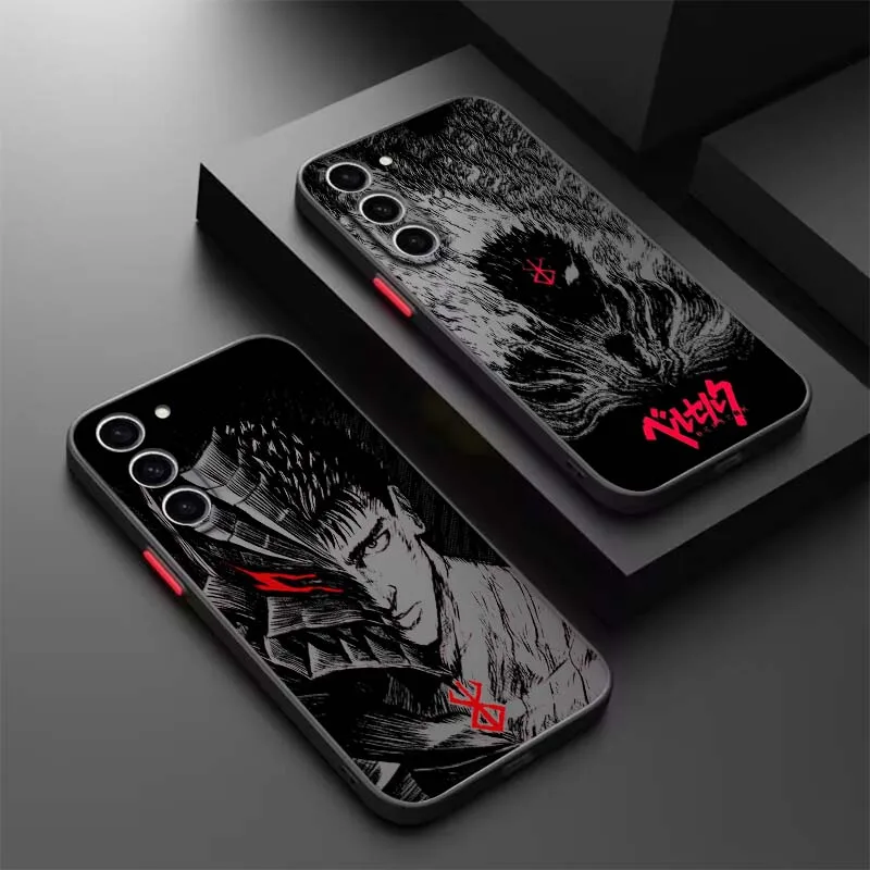 

Anime Berserk Cartoon Art Phone Case For Samsung A56 A42 A36 A34 A33 A32 A23 A16 A04 A03 Note 20 5G Frosted Translucent