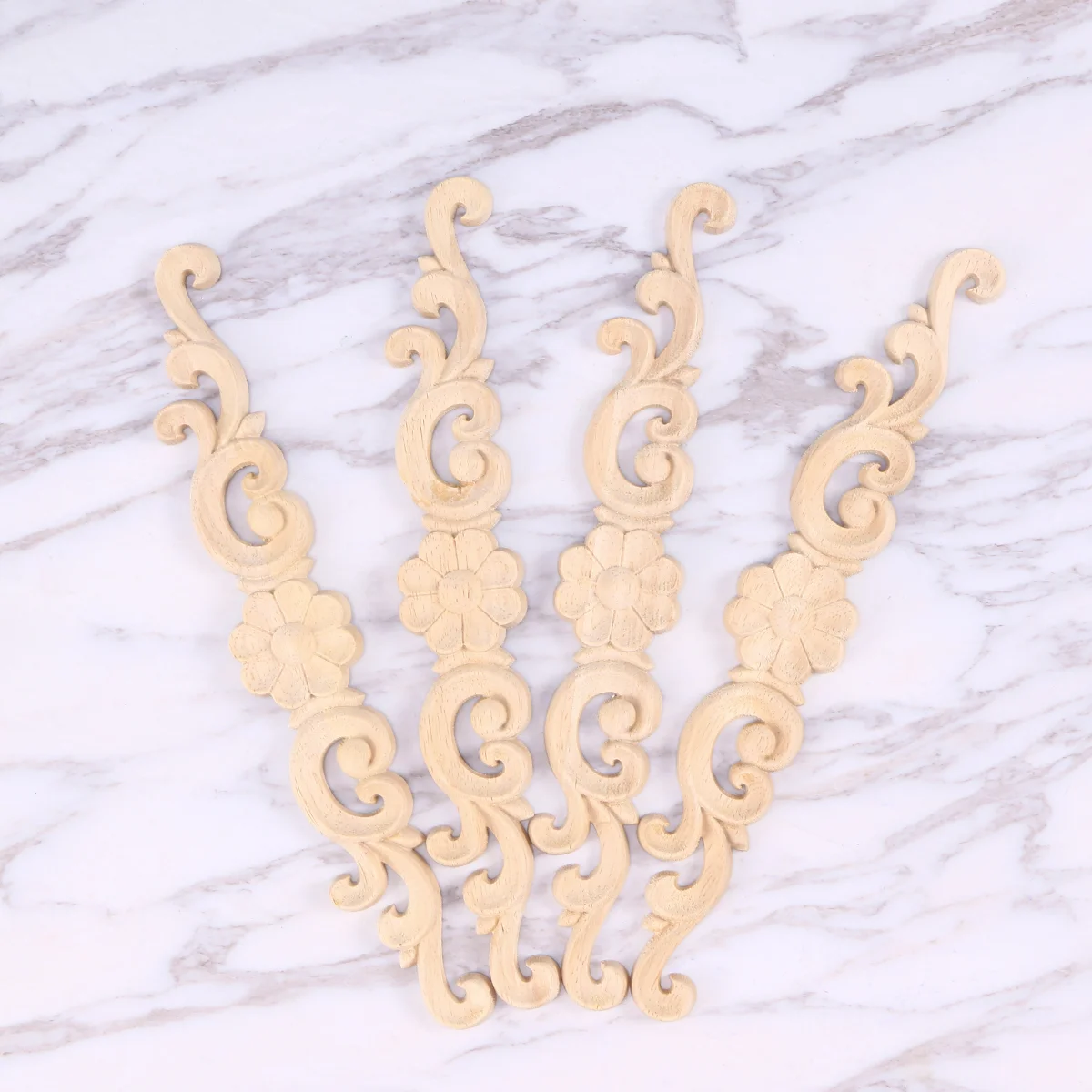 4 PCS Decorative Doors Unpainted Frames Cabinet Wood Applique Wooden Carved Onlay