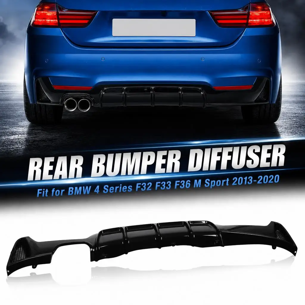 HECKDIFFUSOR FÜR BMW 4ER-SERIE F32 F33 F36 M SPORT GLÄNZEND SCHWARZ 2013-2020