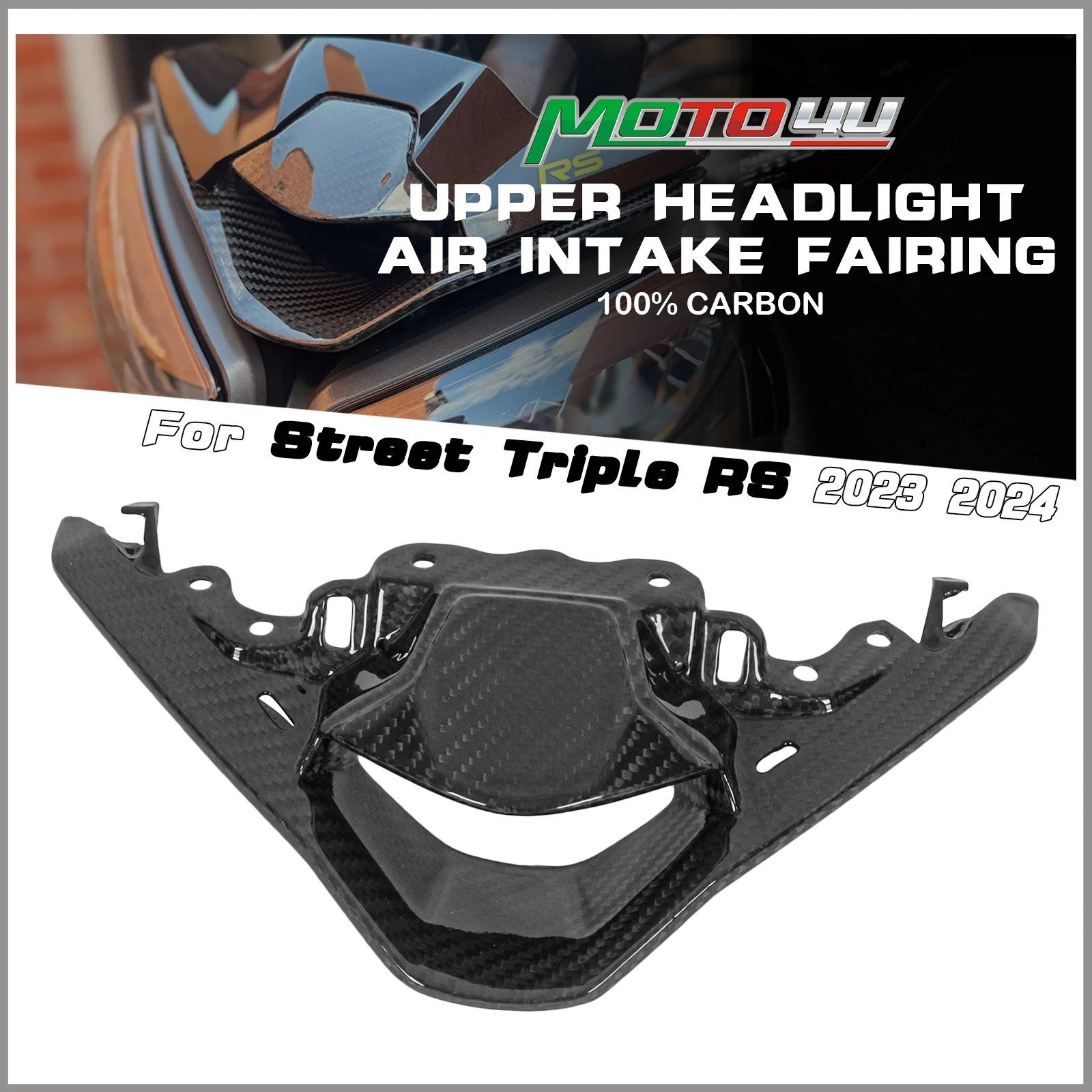 For Triumph Street Triple RS 2023 2024 Carbon Fiber Front Fairing Upper Headlight Air Intake Fairing Motorcycle Modification