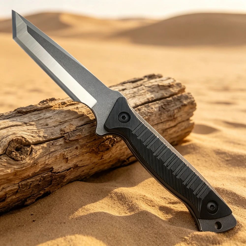 Wilderness Utility Fixed Blade Knife Ergonomic Handle Jungle Straight Knife with Protective Kydex Sheath for EDC