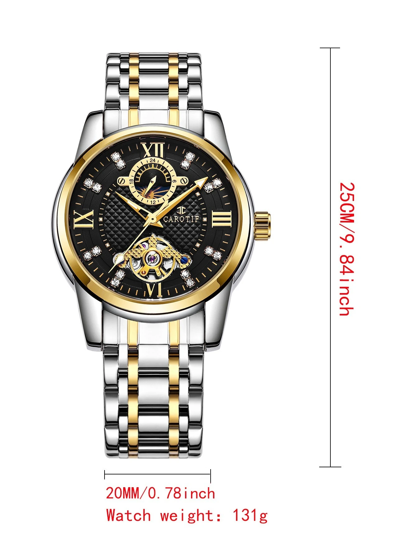 Business Leisure fully automatic mechanical watch man mechanical watch Moon phase watch hollowed out mechanical watch waterproof