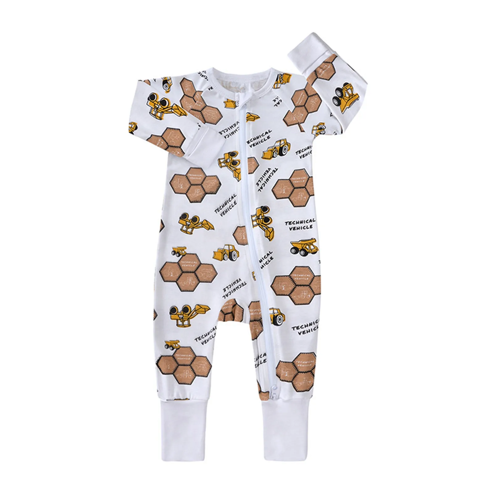 Newborn Baby Boy Girl Onesie Kids Bamboo Fiber Pyjamas Sets Long Sleeve Print Sleepwear Clothes Toddler Loungerwear Outfit 0-24M