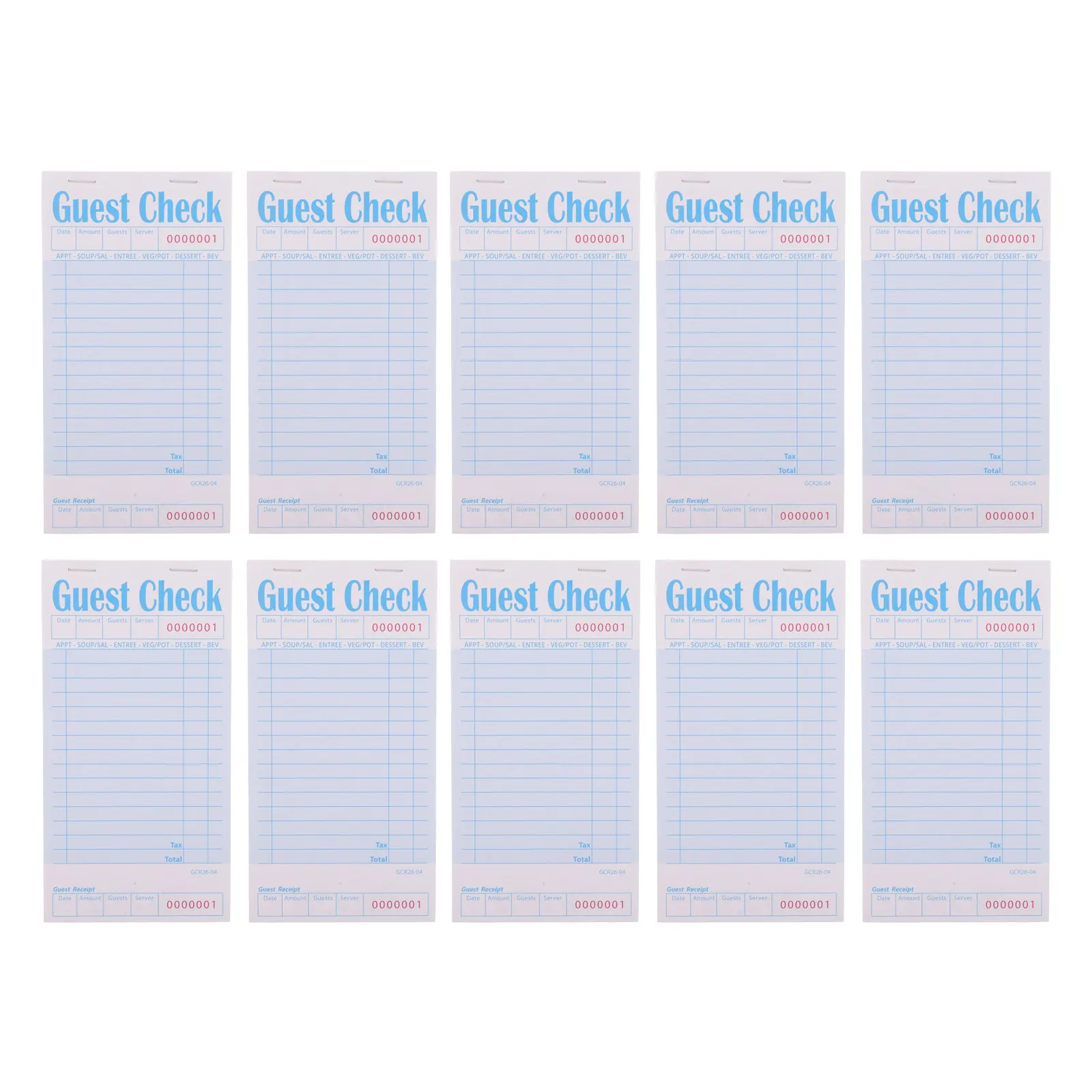 10 Pack Ordering Ledger Guest Receipt Pad Food Notepad Accounting Book Ticket Kitchen Sky-blue Checkbook for Servers Service