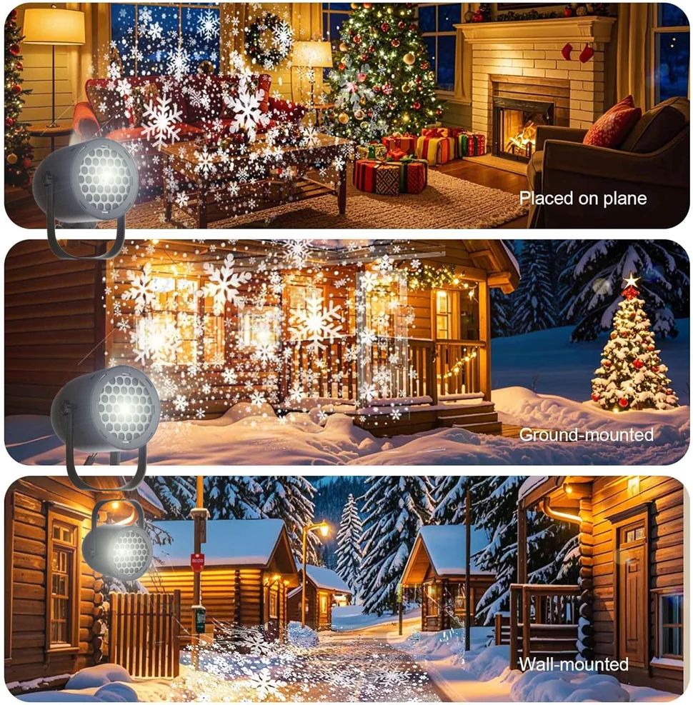 Led Christmas Snowflake Projection Light, USB Powered Projection Lamp, Atmosphere Light Projector, Stage Christmas Party Decoration