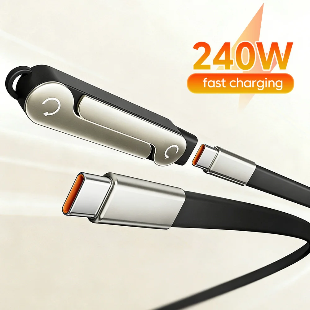 240W Fast Charging USB C To Type C Cable With Detachable Phone Stand Data Liquid Silicone Cable Type C To C For Realme Huawei