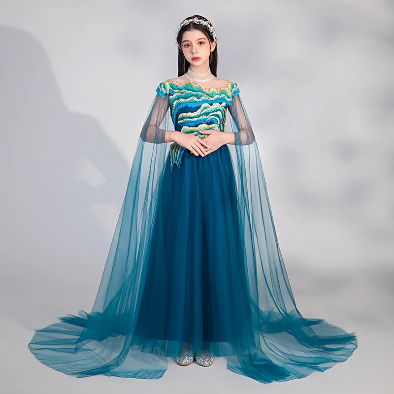 Abito da ballo classico per ragazza in stile cinese, danza popolare, costume da spettacolo teatrale, musica tradizionale cinese Erhu Chesongam Hanfu