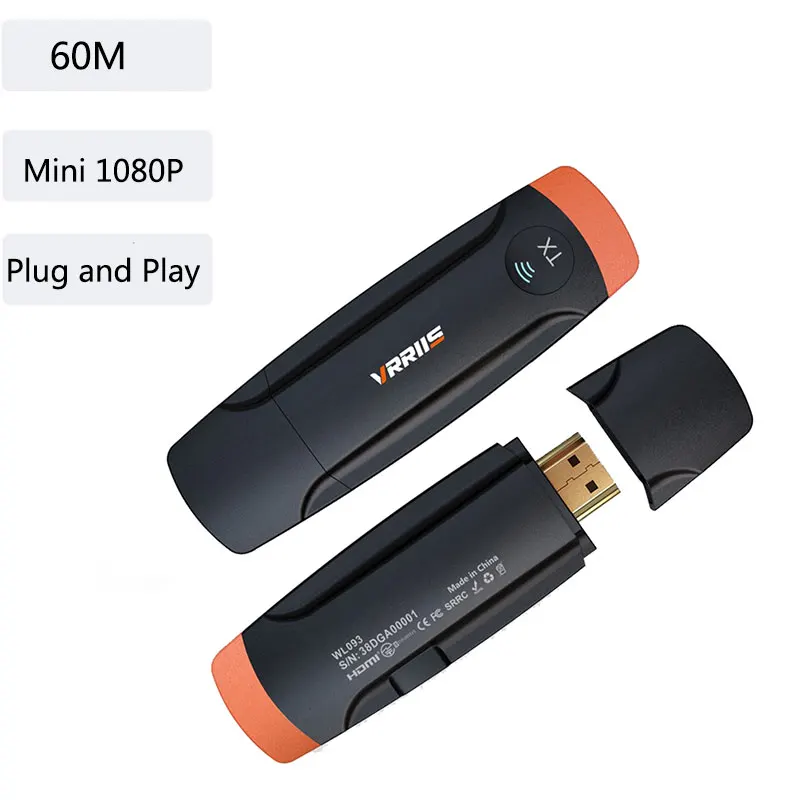 Transmissão sem fio para extensor compatível com HDMI, receptor transmissor de vídeo, display share para PC para projetor de TV, 60m