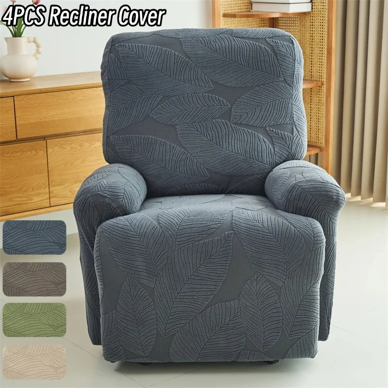 4 Fundas Nórdicas Jacquard para Sofá Reclinable, Color Sólido, Funda Elástica para Sillón, Funda para Sofá, Funda para Sillón de Hotel