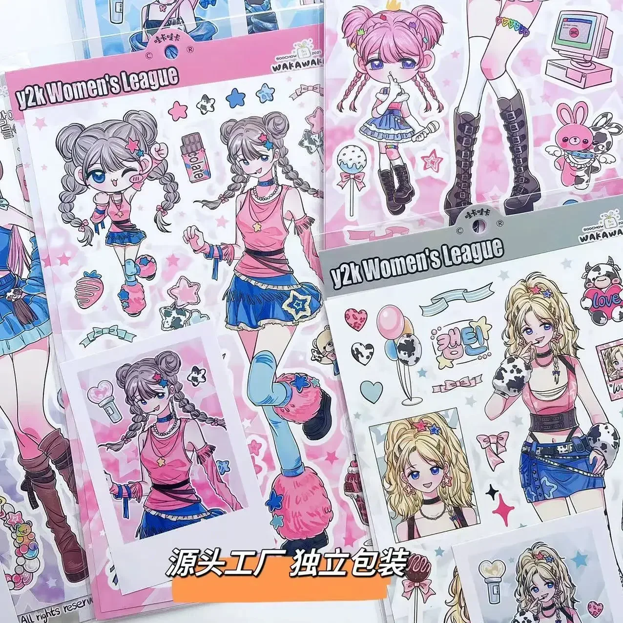 Y2K Girl Group Sticker Diy Character Decoration Girl Comic Sticker