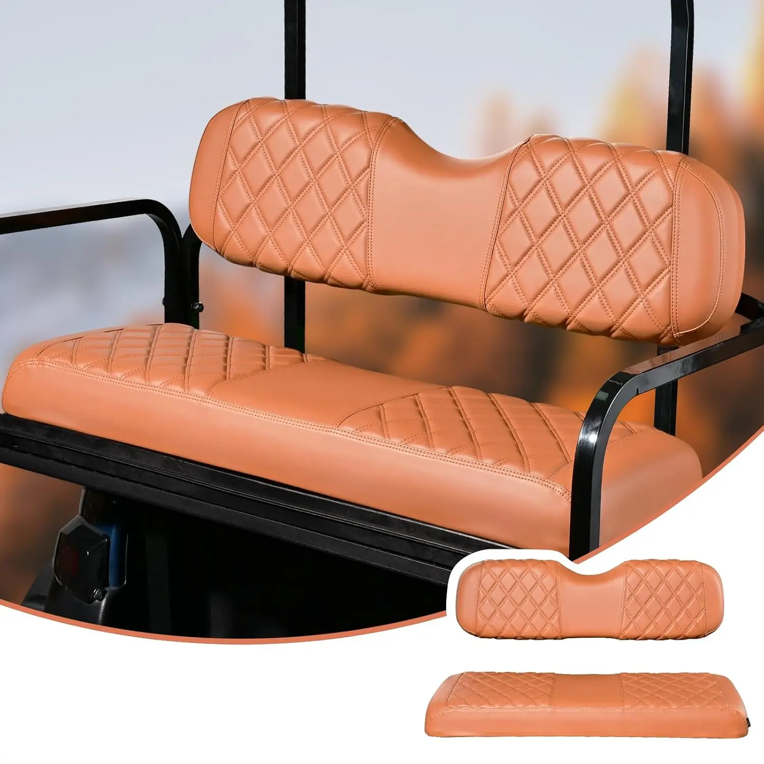 Golf Cart Diamond Vinyl Seat Covers, Fit Club Car Precedent/DS/EZGO/RXV/TXT/Yamaha Drive Aftermarket Regular Rear Seat Cushion