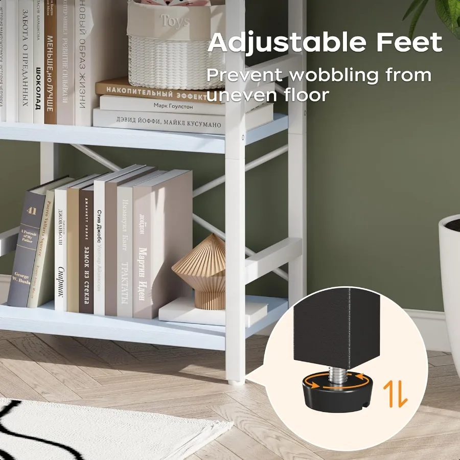 Bookshelf 3 Tier Industrial Bookcase Metal Small Bookcase Rustic Etagere Book Shelf Storage Organizer for Living Room Bedroom a