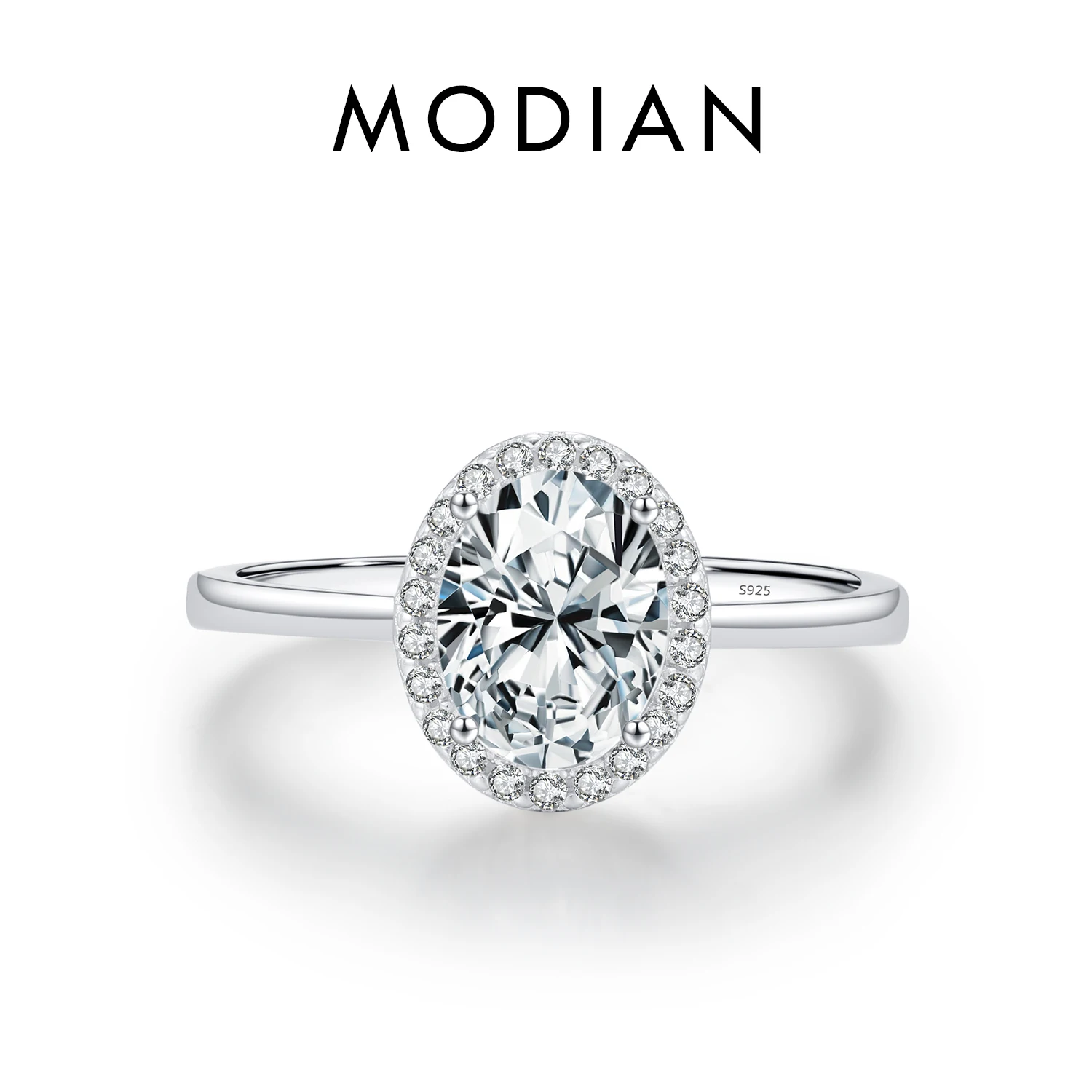 Women's Classic Geometric Round Oval Shape Zircon Ring
