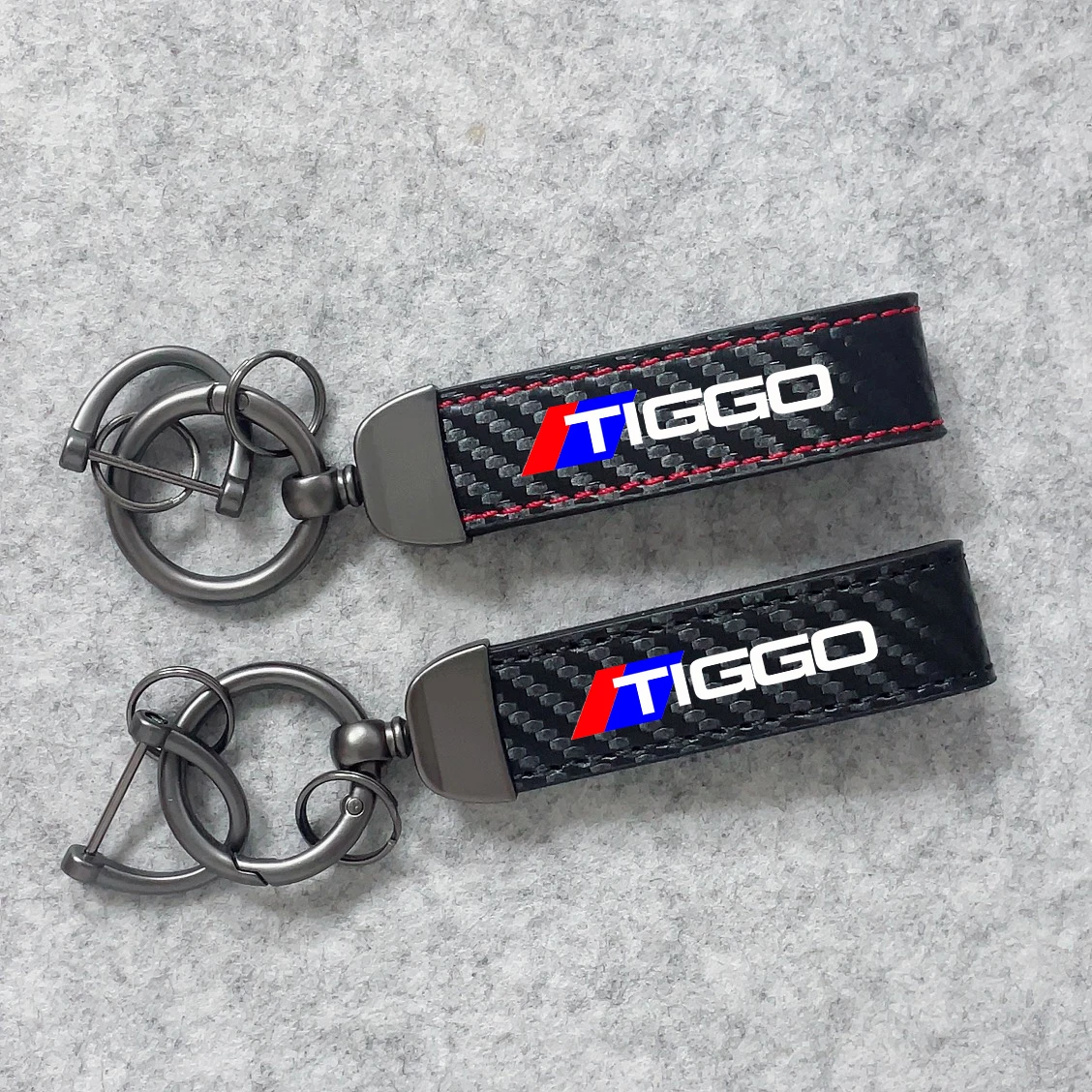 Carbon Fiber Leather Keychain Horseshoe Buckle Jewelry For Chery TIGGO 3 5 T11 A1 A3 A5 QQ Kimo Indis Jaggi Amulet M11 Eastar