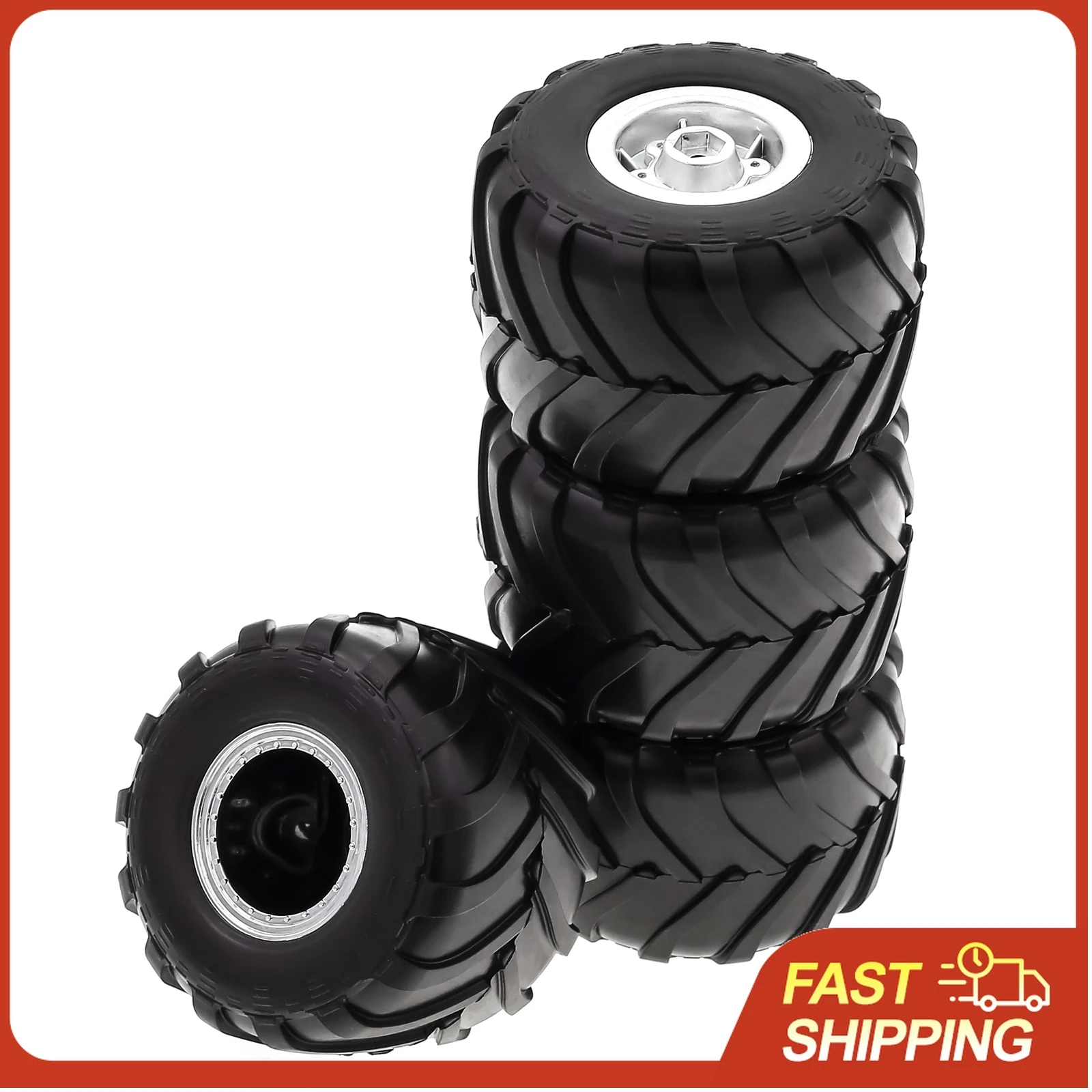 Remote Control Crawler Rubber Car Silvery Tires 4PCS 72*49mm Replacement for Axial SCX24 FMS FCX24 AX241/24 Remote Control Truck