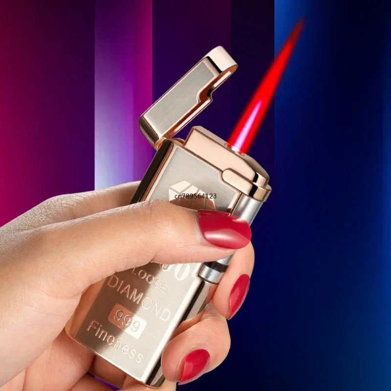 New Personality Roller Touch Sensor Windproof Lighter Mini Butane Gas Lighter Unusual Metal Cigarette Lighter Men's Gadget