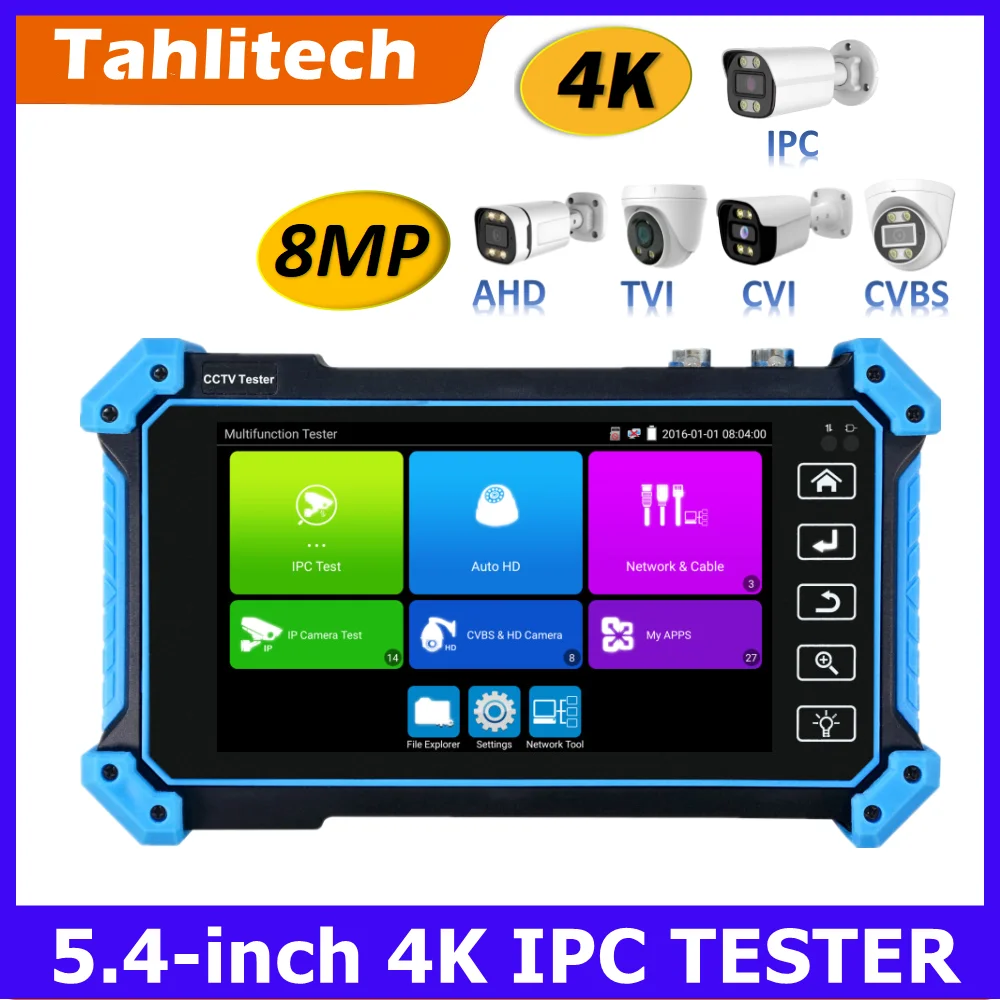 

CCTV Tester 8MP AHD CVI TVI SDI Camera Test 12MP IP Camera POE Tester 5.4" Touch Screen HDMI VGA Cable Tracking Tool