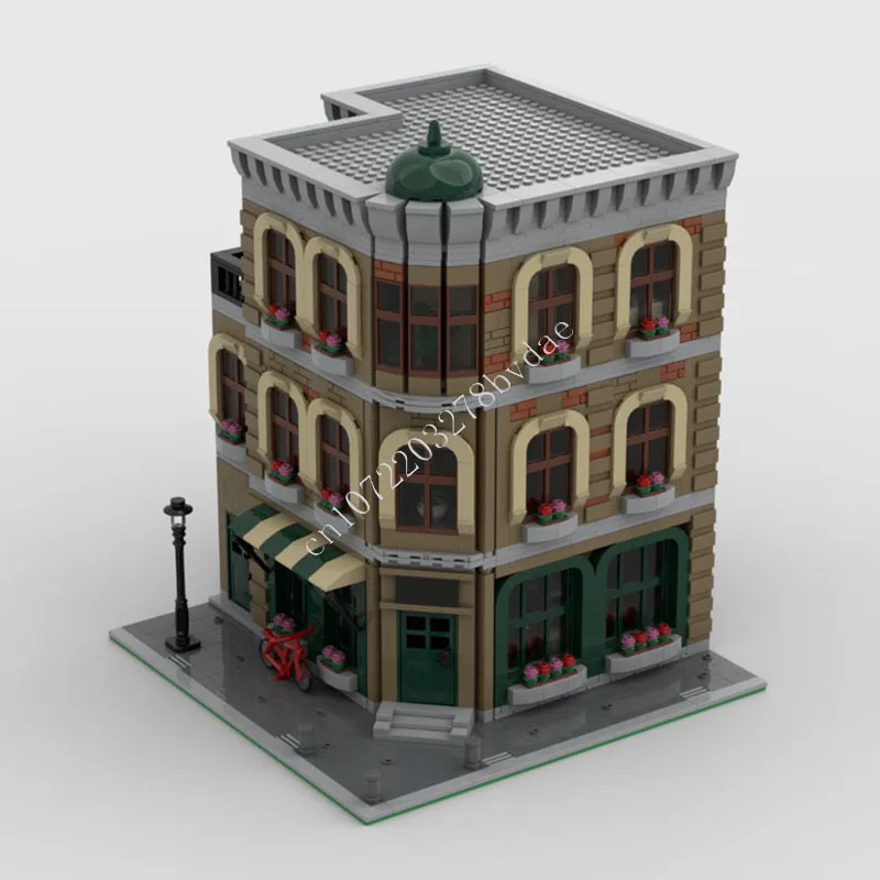 3492 PCS European Corner Bookstore Building Blocks Set City Street View Model Toy Collection Gift for Adults Birthday Decoration