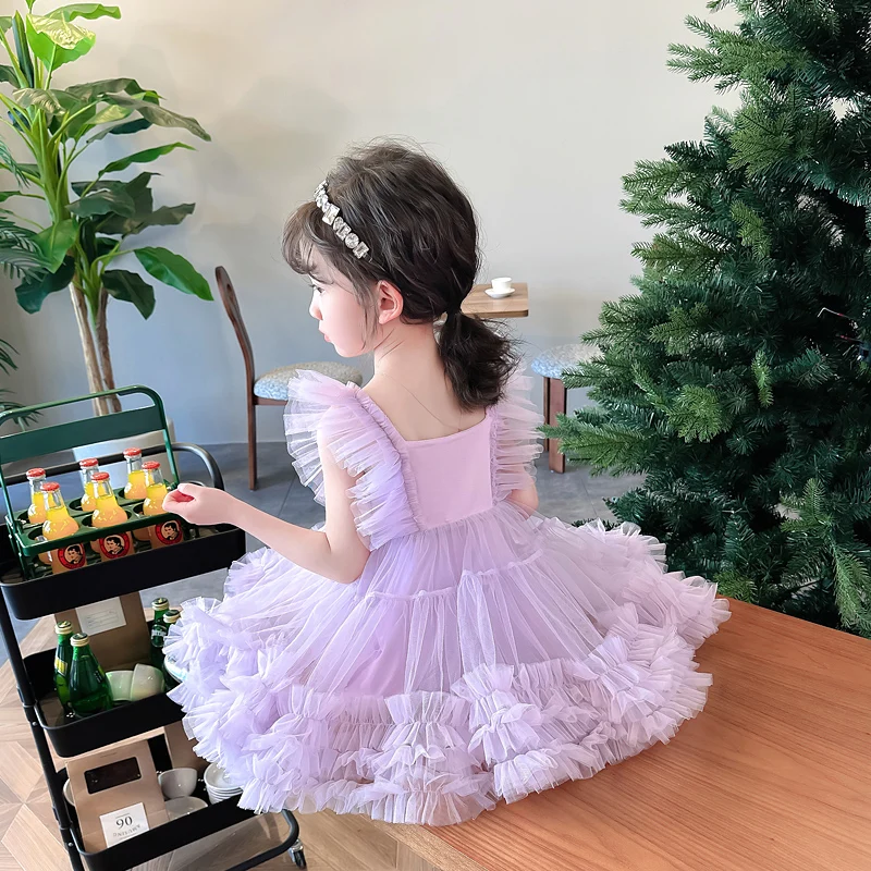 2023 Summer Princess Dress for Baby Girls Clothes Kids Mesh Lace TUTU Dress 2-8 Years Children Party Dresses Infant Clothing