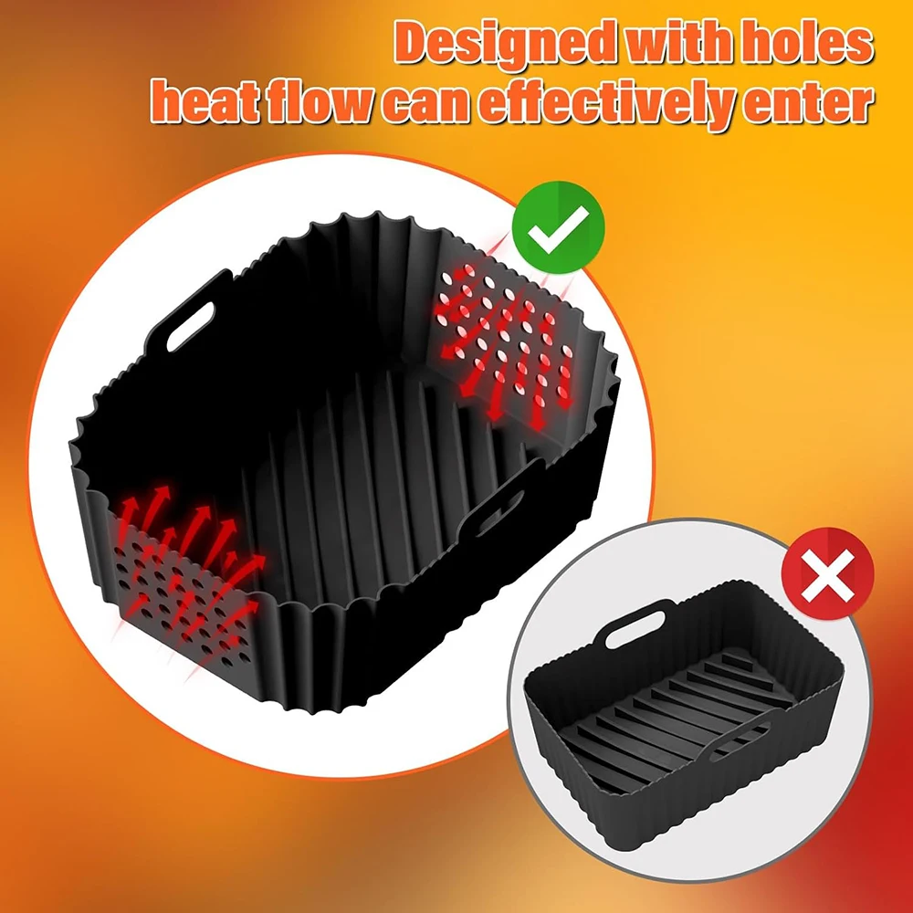 Air Fryer Silicone Liners for Ninja SL401 Double Stack XL 2-Basket Air Fryer Reusable Air Fryer Pot with Hole Baking Accessories