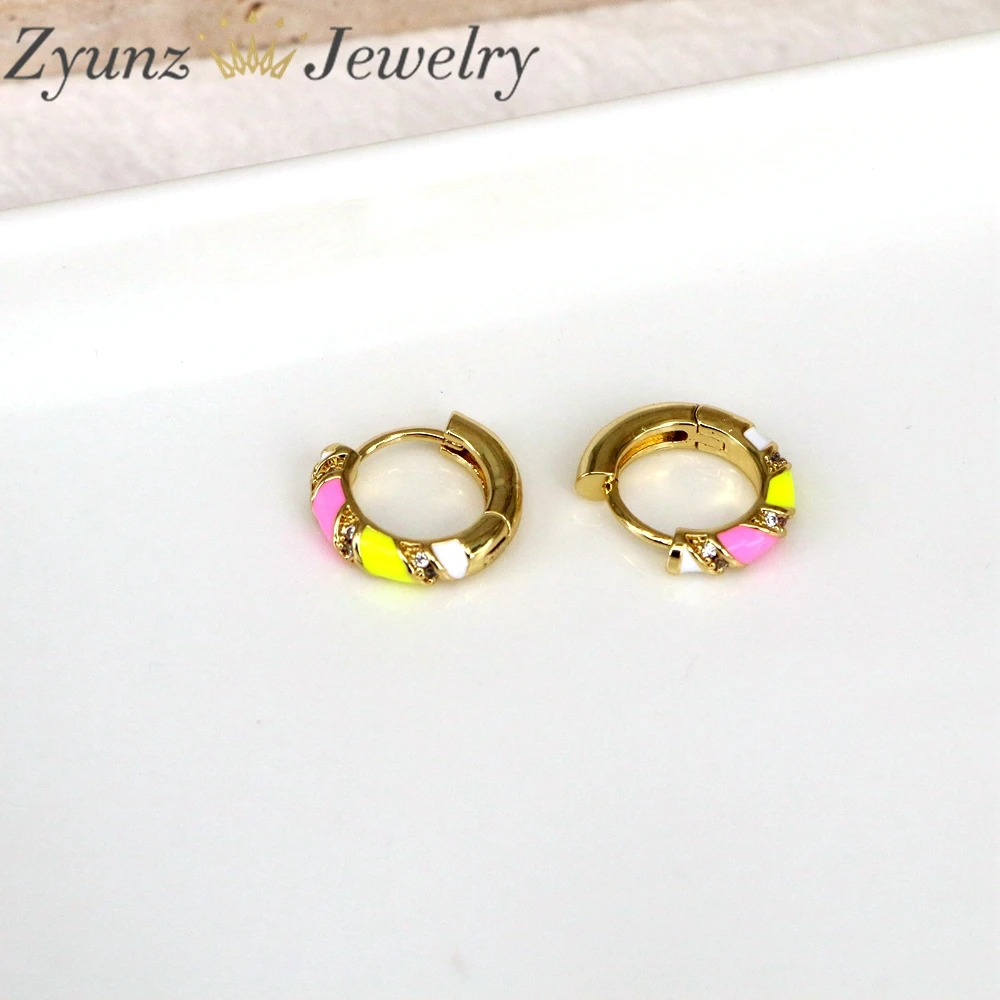 5 Pairs, Colorful Round Shaped Geometric Hoop Earrings for Women Colorful Enamel Chunky Circle Hoops Party Wedding Jewelry Gift