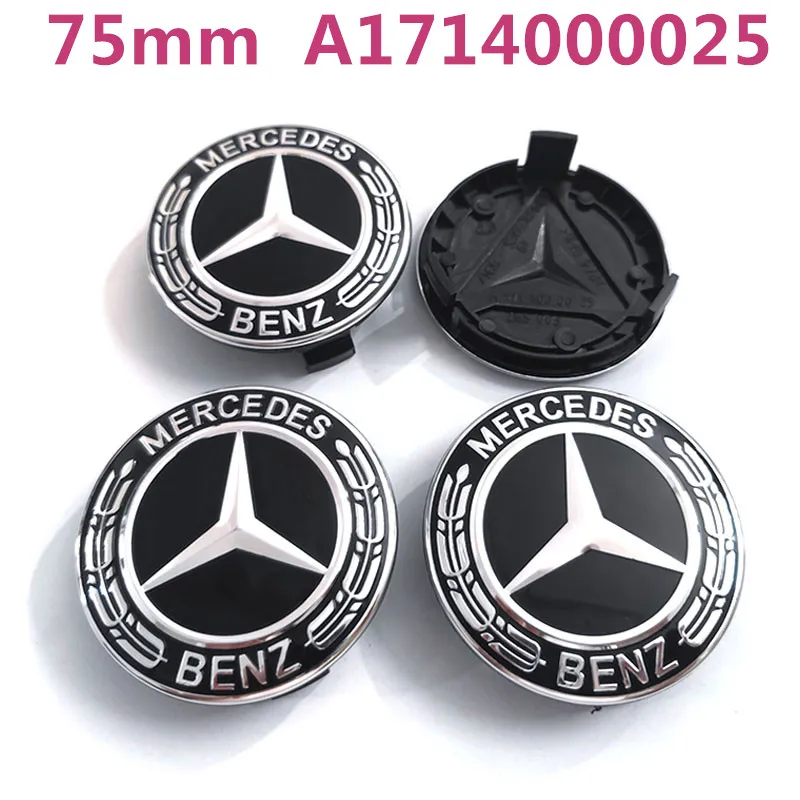 80pcs New Black 3 pin 75mm Mercedes Benz Wheel Center Cap Emblem Car Rim Dust-Proof Cover Logo Hub Badge Accessories A1714000025