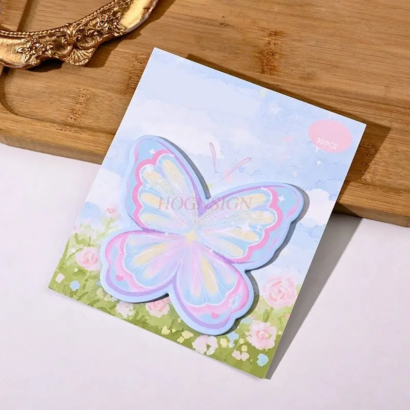 1pack High appearance butterfly sticky sticky sticky sticky note for teenage students to use as a memo and message stick