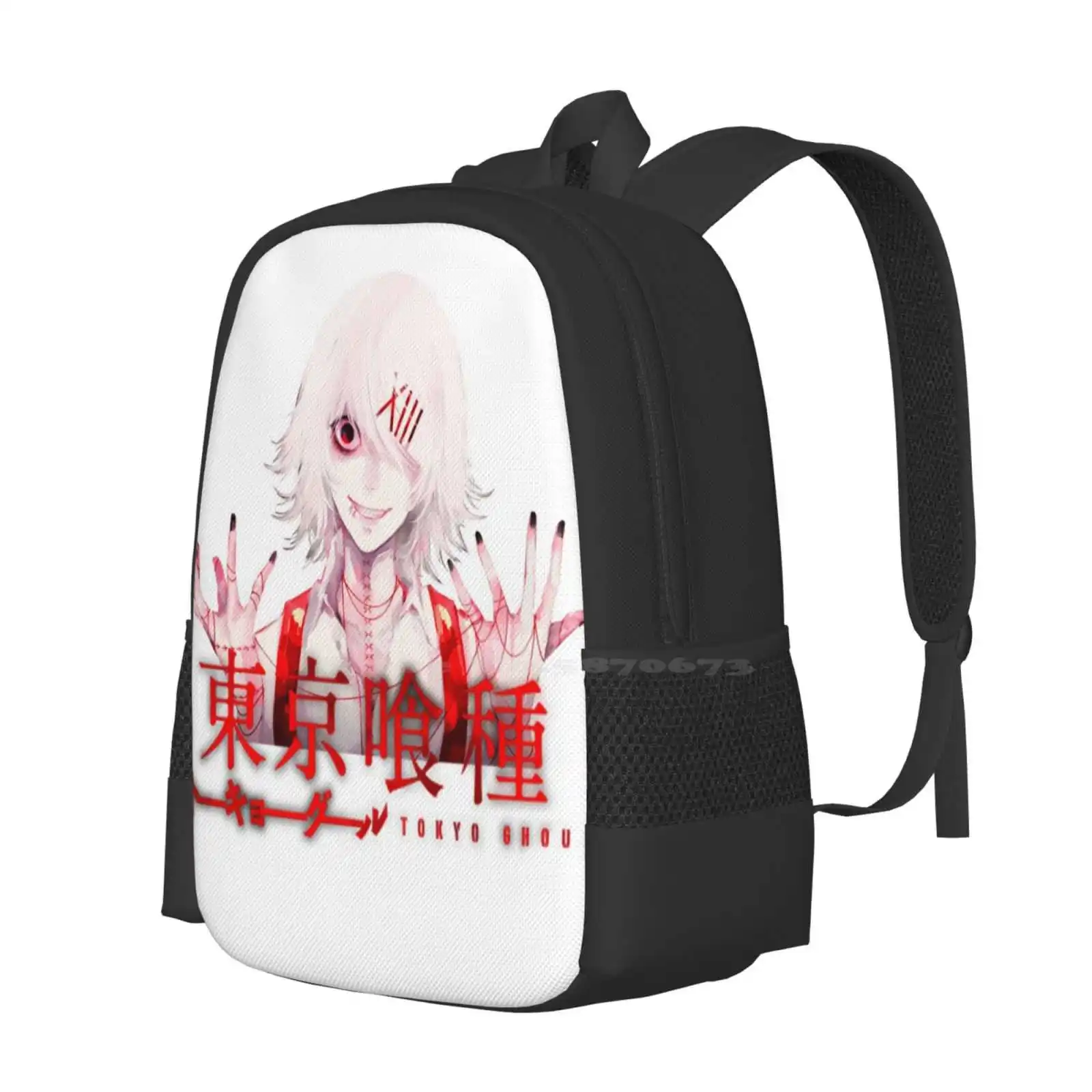 Juuzou Teen College Student Backpack Pattern Design Bags Juuzou Kaneki Anime Sleeve