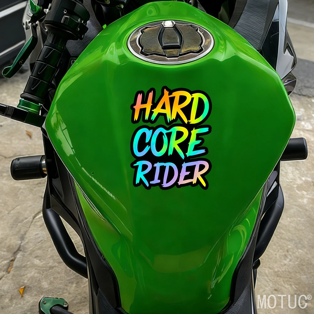 Hardcore Rider Vinyl Sticker, Waterproof Decal, White & Gradient Options for Car Motorcycle Bumper Window