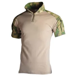 Camisas camufladas dos homens ao ar livre camisa de combate tático roupas de caça topos roupas de treino t camisa caminhadas secagem rápida