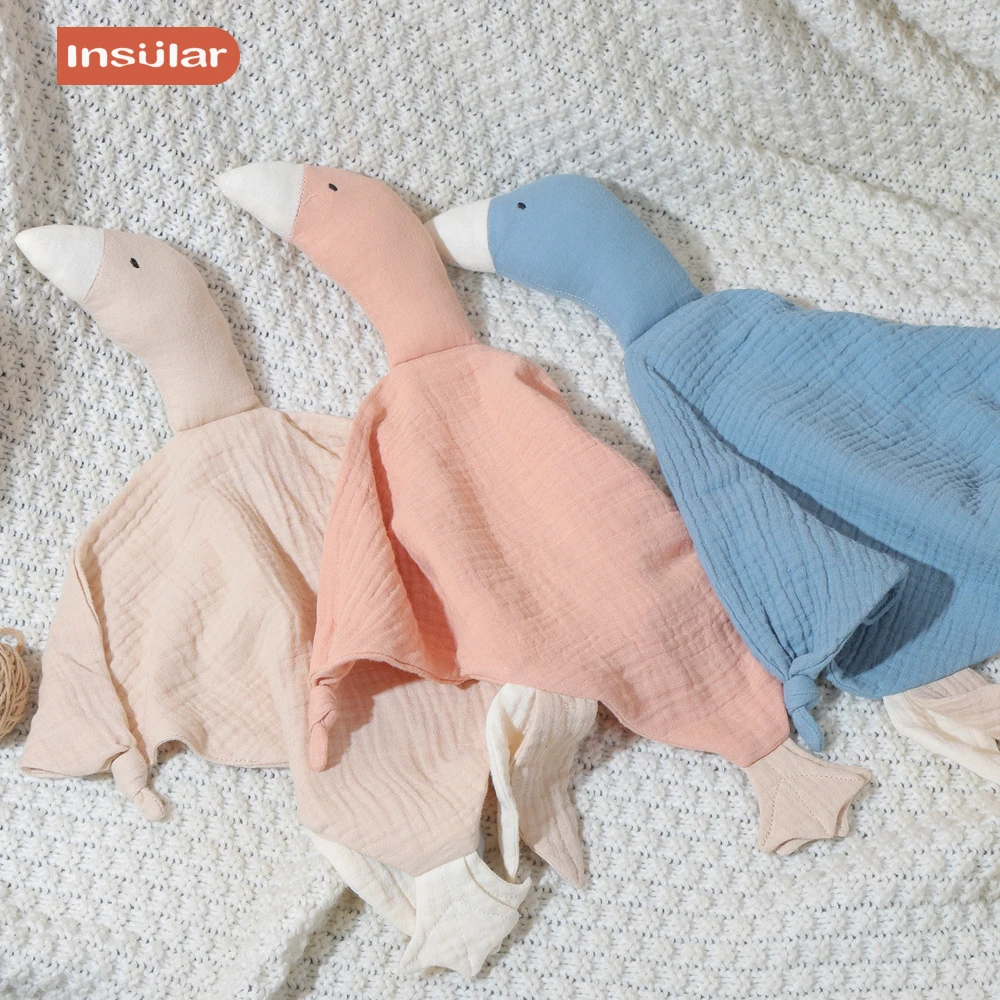 INSULAR Newborn Sleeping Dolls Bibs Infant Comforter Blanket Baby Cartoon Goose Handkerchief Kids Fashion Soother Appease Towel