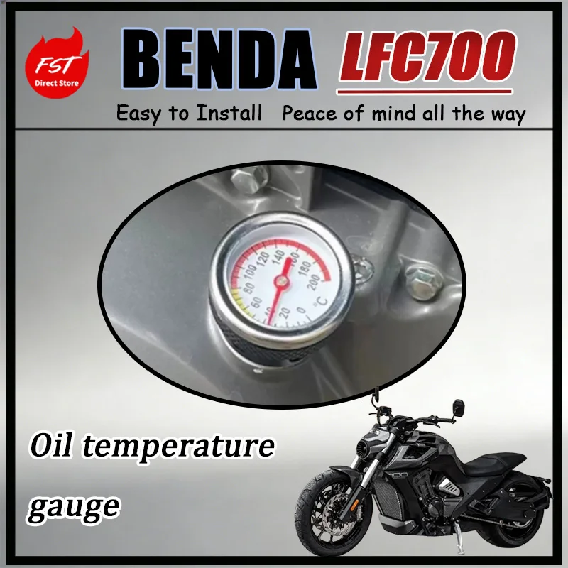 FOR BENDA LFC700 Modified CNC Oil Temperature Sensor Drain Bolt with Anti-slip Dipstick & Visible Clutch Cover for Enhanced
