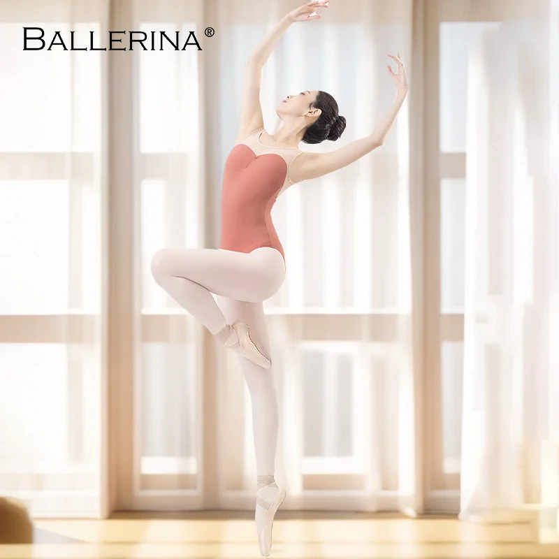 Mallas de bailarina para mujer, Ropa de baile para adultos, espalda abierta de Ballet con leotardo, traje de Ballet para gimnasia, 5675