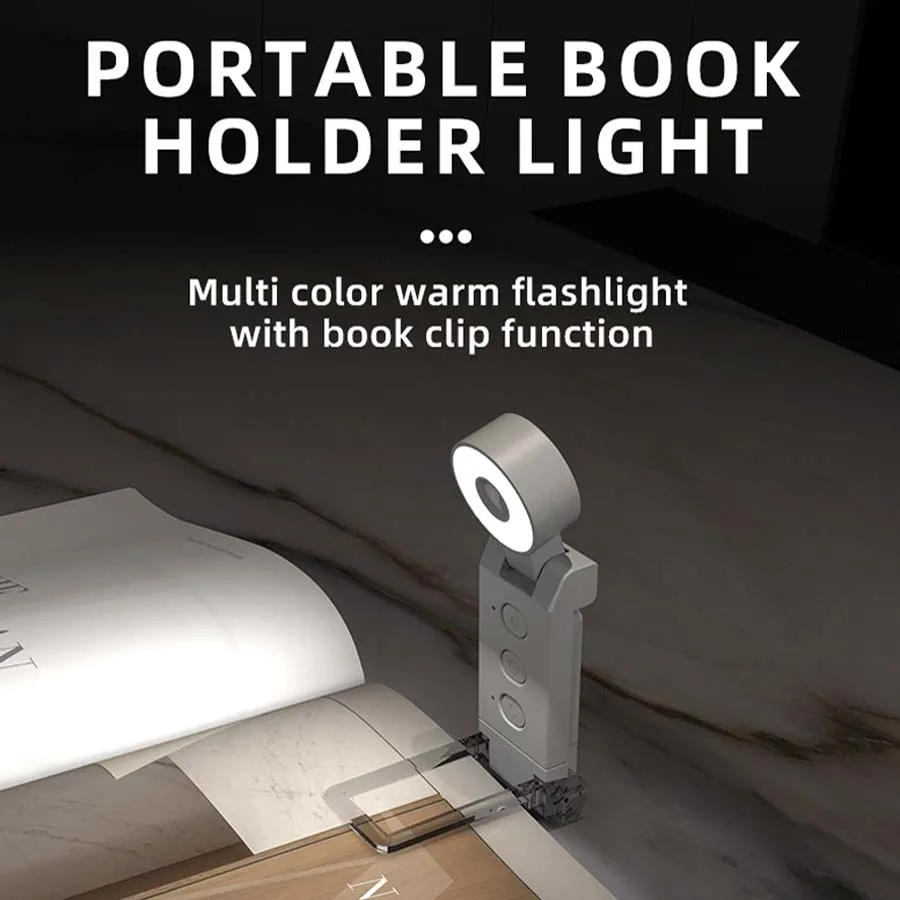 Mini LED Book Light USB Rechargeable Eye Protection Reading Light 5 Colors Dimmable Timer Portable Flashlight Bookmark Lamp