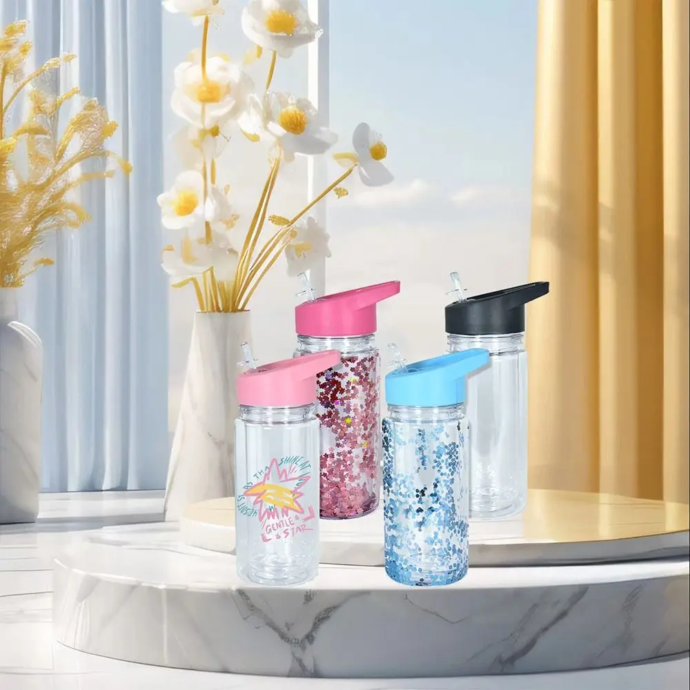 NEW 300ml Capacity Snow Globe Tumbler Break-Resistant Reusable Mason Jar Cups Double Layers Pre-Drilled Water Bottles DIY Gift