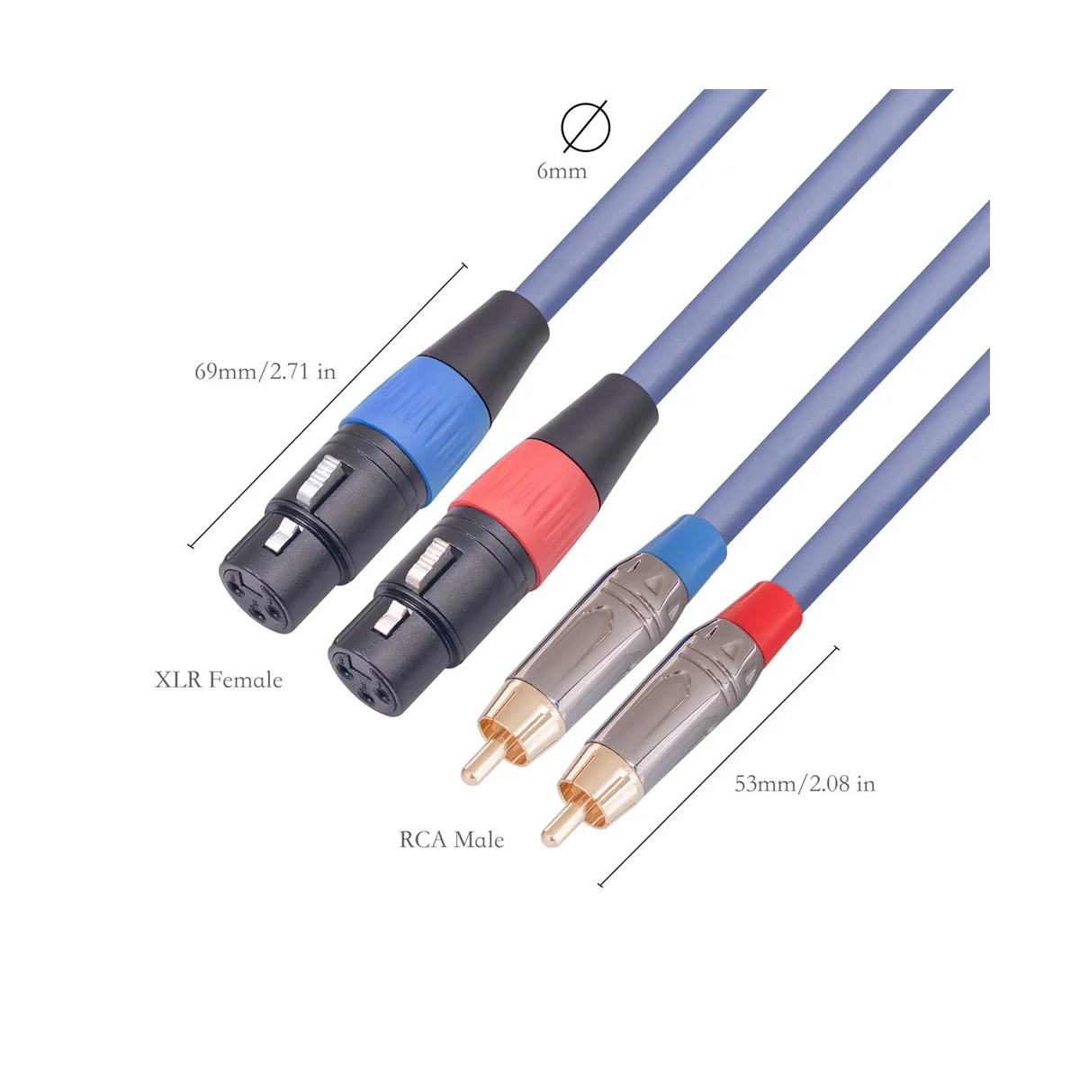 

Двойной кабель XLR-RCA, двойной кабель XLR «Мама»-Двойной RCA «папа», 6,6 фута