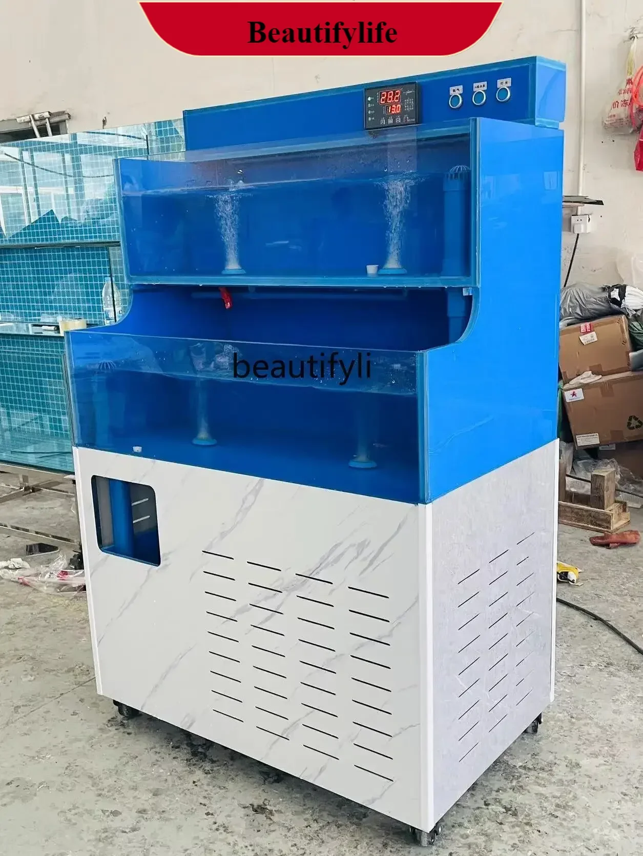 

E132 Plastic Mobile Seafood Pool Refrigeration Integrated Shellfish Pool Lobster Hairy Crab Tank Hotel Commercial PVC Seafood Ta