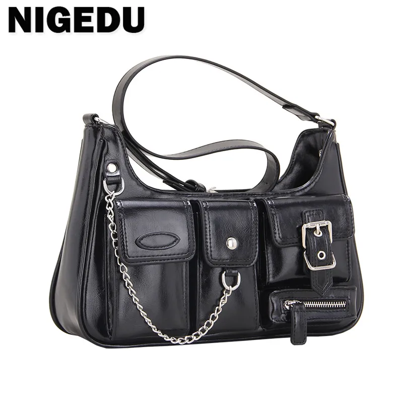 

Brand design chain Women Underarm Bag Multiple pockets Ladies Shoulder messenger Bag Fashion PU Leather Female Purse and Handbag