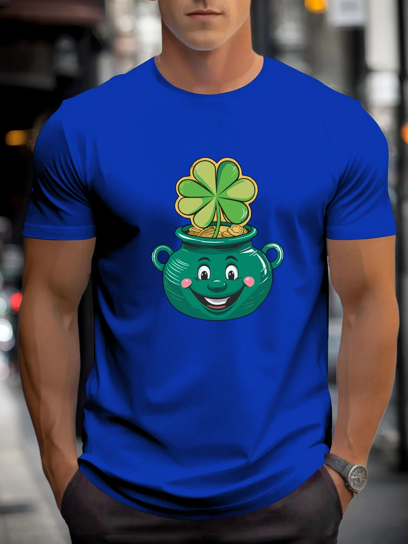 تي شيرت للرجال وعاء البرسيم 100 ٪ قطن طباعة الجرافيك الصيف جولة الرقبة تي شيرت كاجوال تنفس Streetstyle ديلي كول تي شيرت