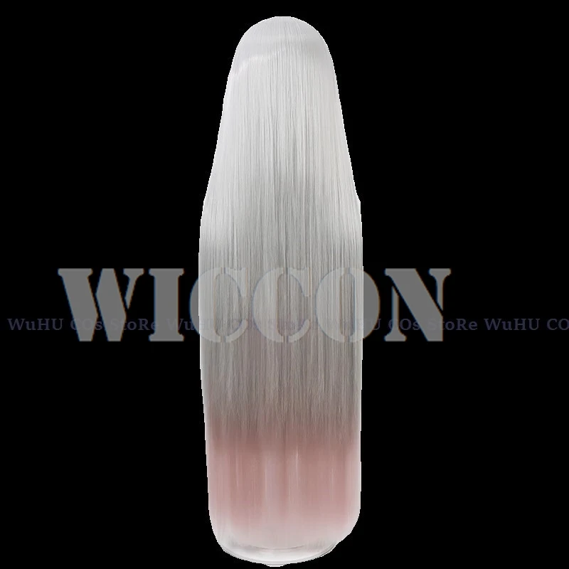 Anime Hazbin Vaggie Cosplay Hotel Vaggie Wig Bow Headwear Vaggie 90cm Long Hair White Sliver Hair Women Halloween Cosplay