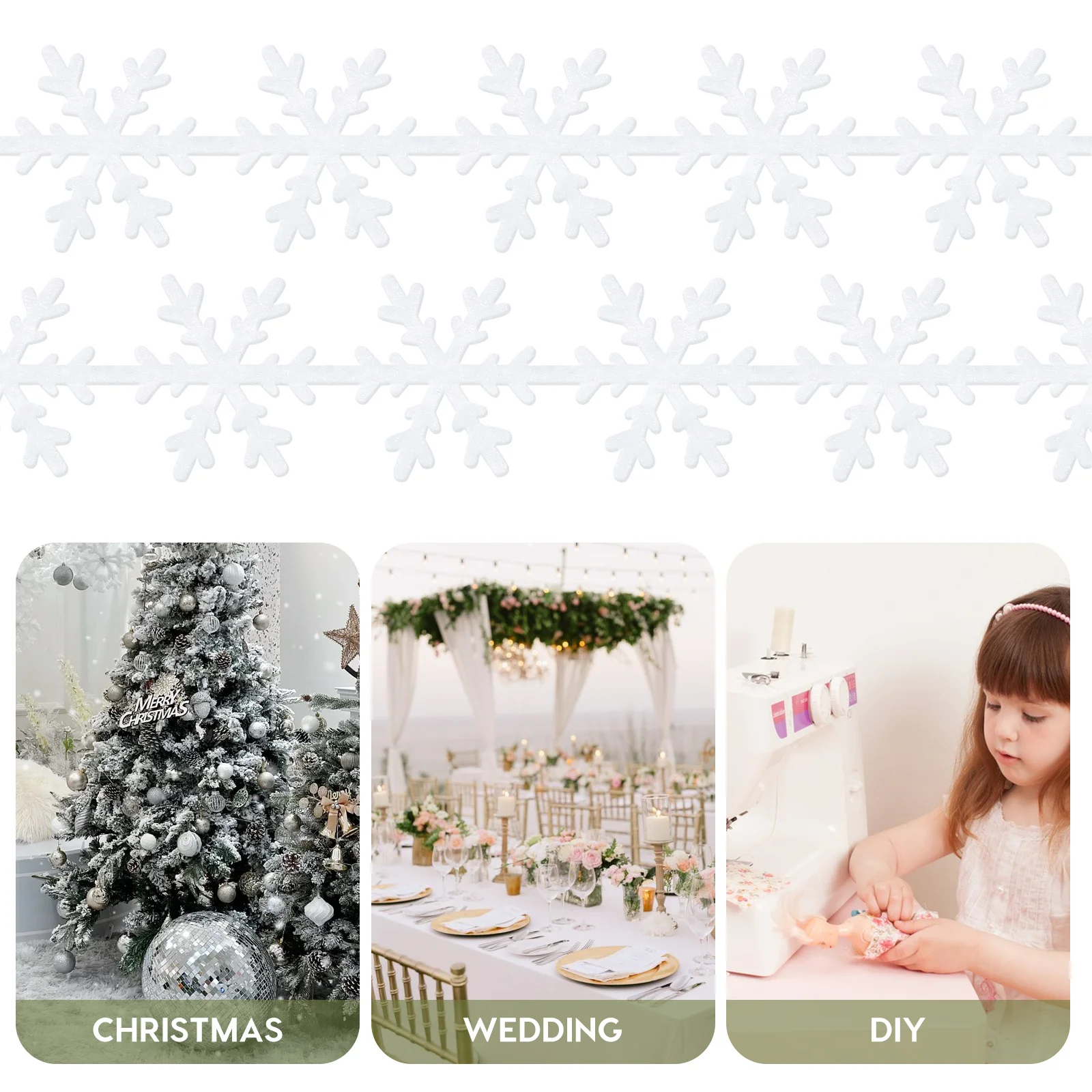 ندفة الثلج تقليم الشريط الأبيض لتزيين شجرة عيد الميلاد Diy بها بنفسك الحرفية الزفاف زين تأثيث المنزل ديكور سجل القصاصات #3