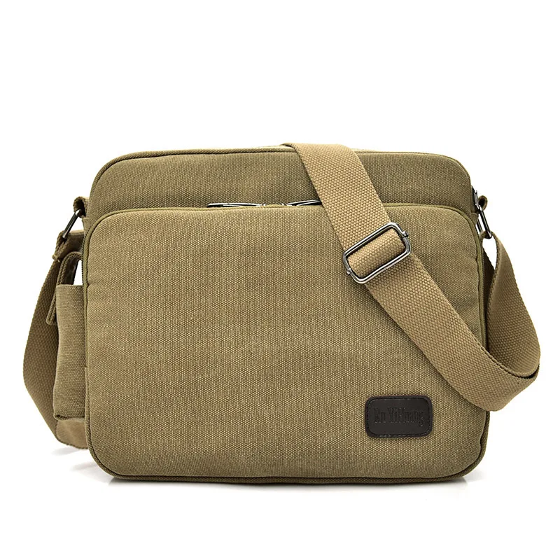 Fashionable and Trendy Canvas Men's Bag Multifunctional Single Shoulder Casual Large Capacity Crossbody Multi Compartment Bag