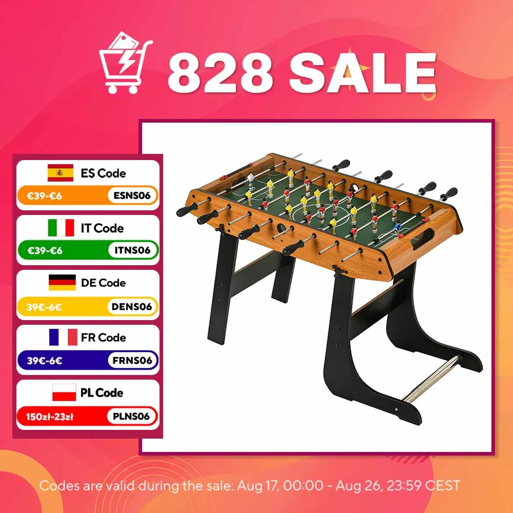 Image of Homcom Klappbarer Tischfußballtisch für 22 Spieler 98X42X62,5 cm Naturfarben und Schwarz