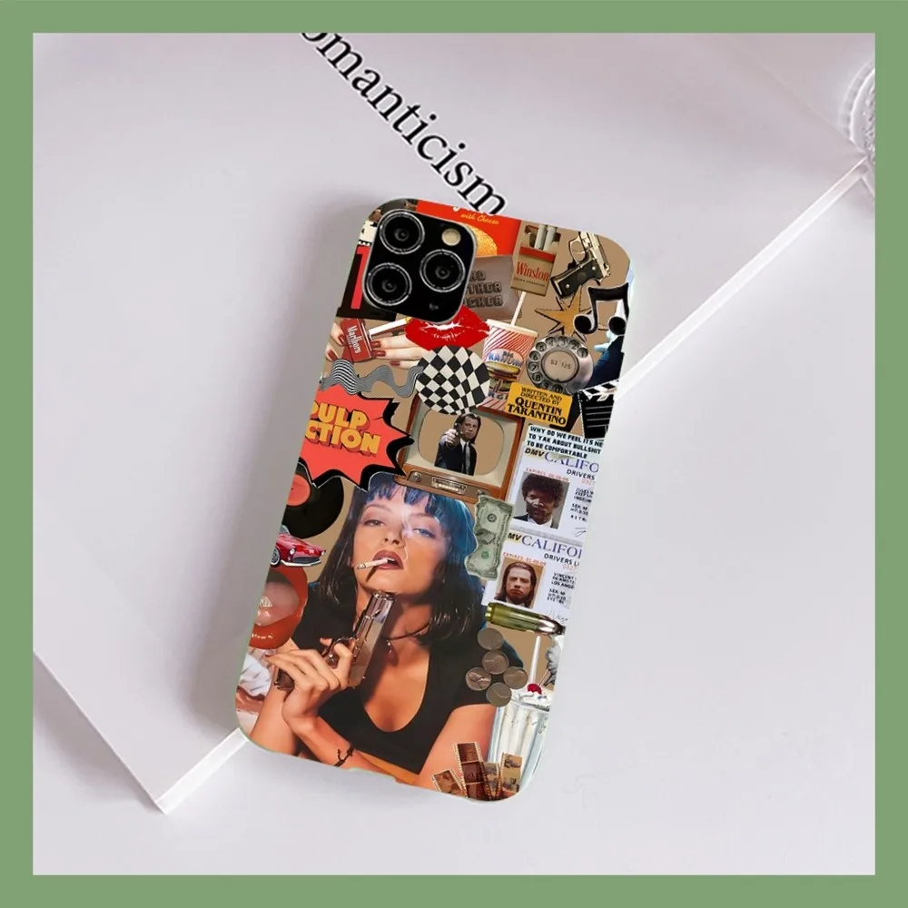 Movie P-Pulp F-Fiction  Phone Case for iPhone 14 11 12 13 Mini Pro Xs Max 8 7 6 6S Plus X XR Solid Candy Color Case