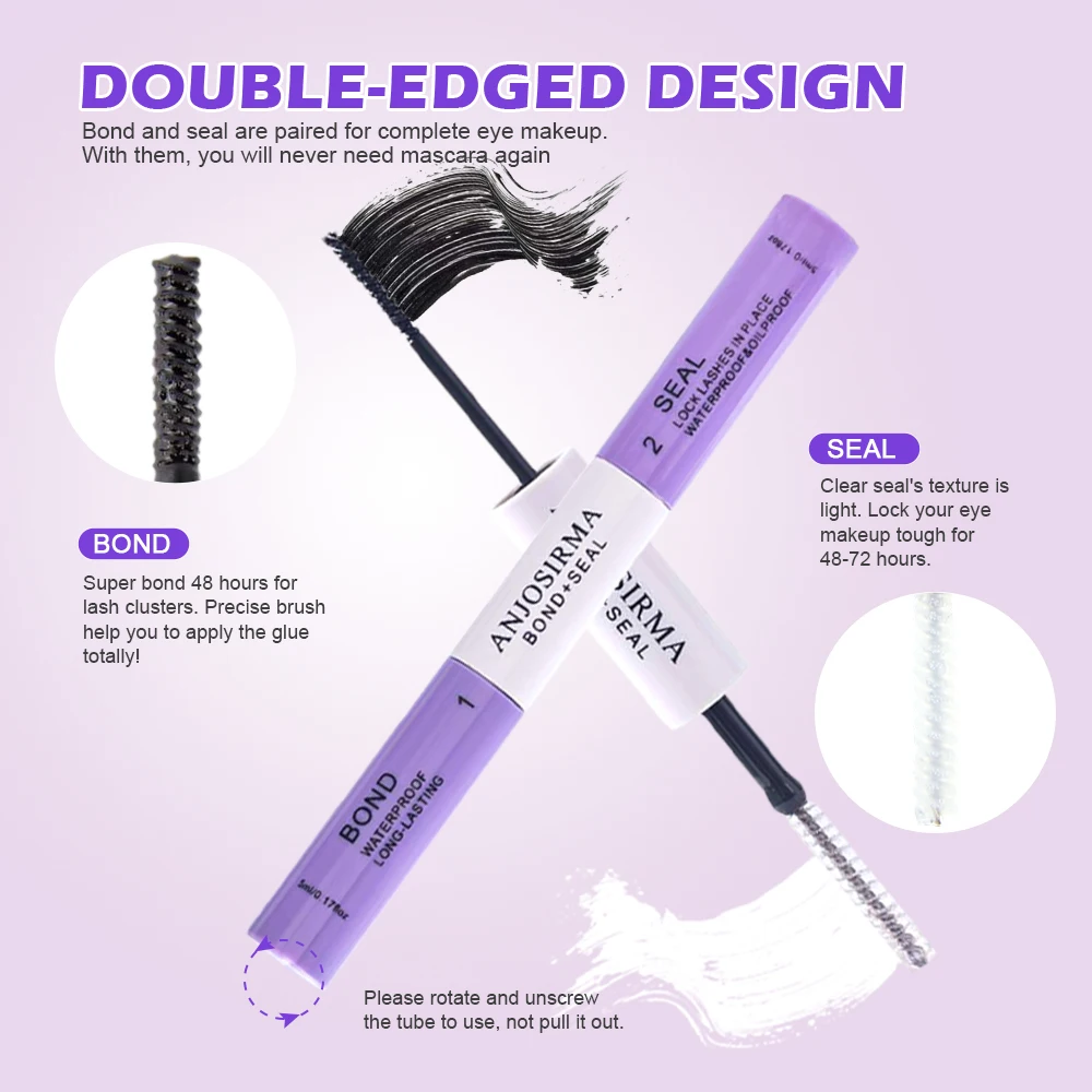 ANJOSIRMA Lash lijm Waterproof Wimper Bond en Seal, DIY Lash Clusters, Houden 48-72 Uur, Make-up Mascara Wand