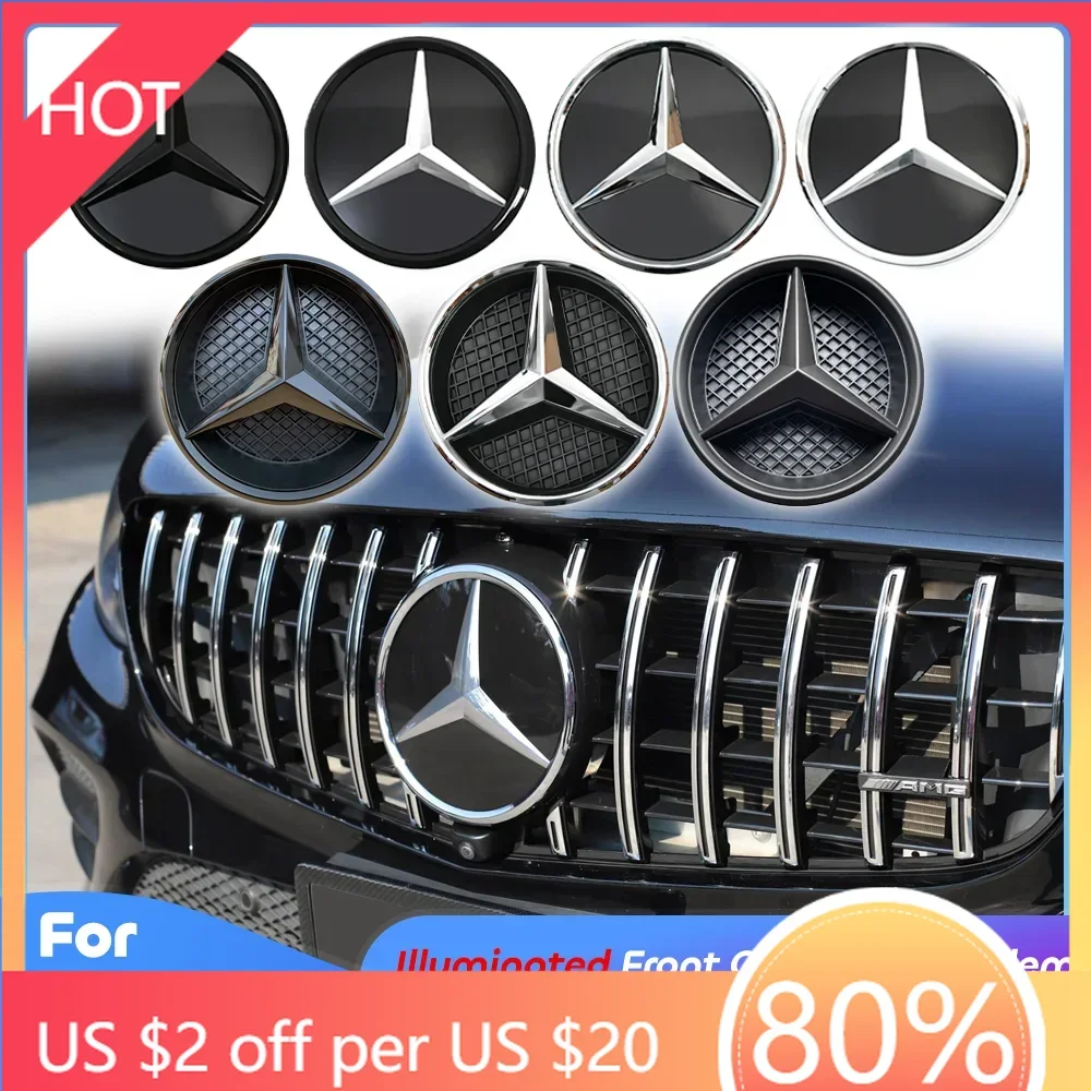 

Крышки ступицы Передний бампер автомобиля Гриль Звезда Значок Эмблема OE Стиль 3D Зеркальная отделка Стиль Светодиодный логотип Эмблема для Mercedes Benz GLC250 GLC30