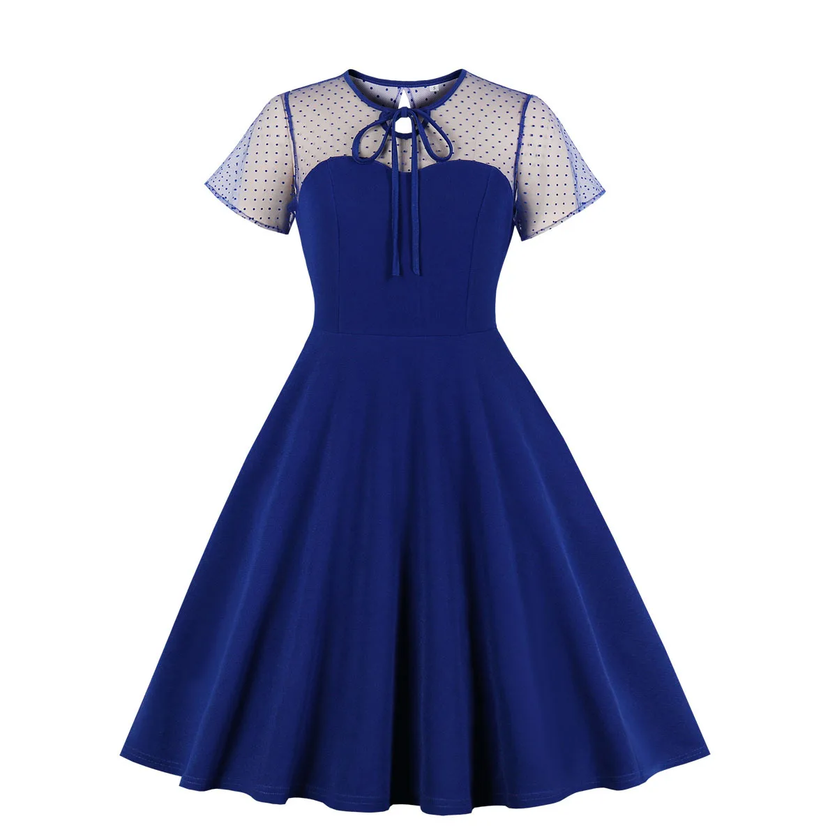 Elegantes Vintage Hepburn Kleid für Frauen Schwarz Rot Ärmelloses A-Linie Kleid mit Schal Weibliches Retro Rockabilly 50er Jahre Polka Dot Kleid