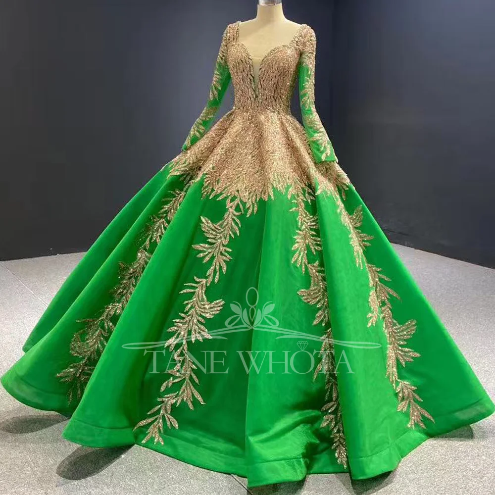 Elegant Sequined Green Evening Dress 2026 Long Sleeve Sweetheart Lace up Back Special Occasion Customizable Women's Fashion