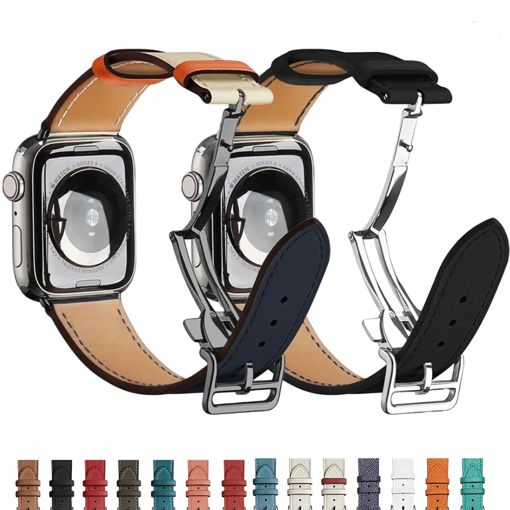 Leather Strap for Apple Watch 46mm 45mm 41mm 40mm 42mm 49mm 44mm 38mm Watchband Bracelet for iWatch Ultra 10 9 8 7 6 5 4 SE Belt
