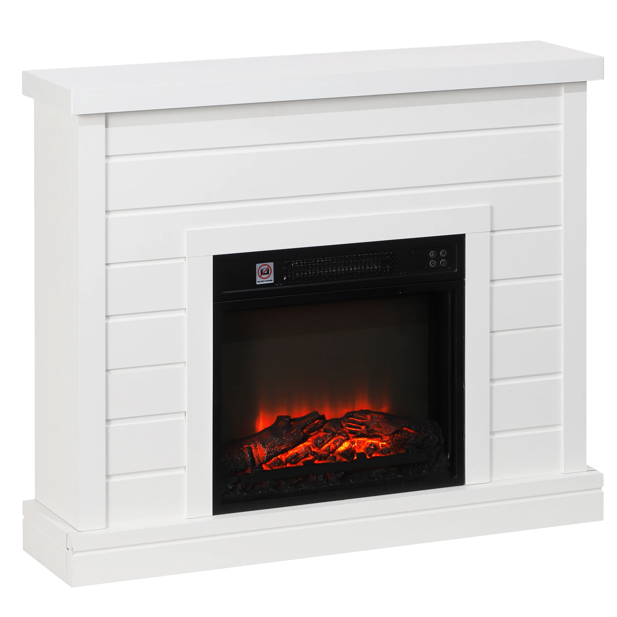 Homcom 1800W Vlam Effect Elektrische Open Haard Voor Woonkamer 30 M² Wit